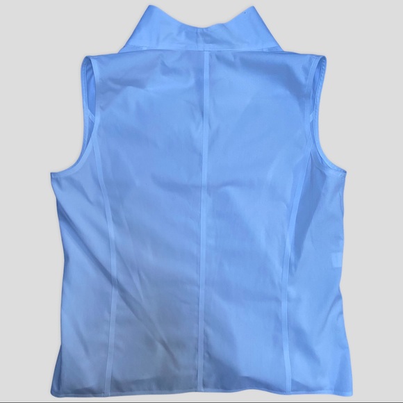 Jones New York Button Down Sleeveless Blouse in White w High collar - Picture 2 of 7